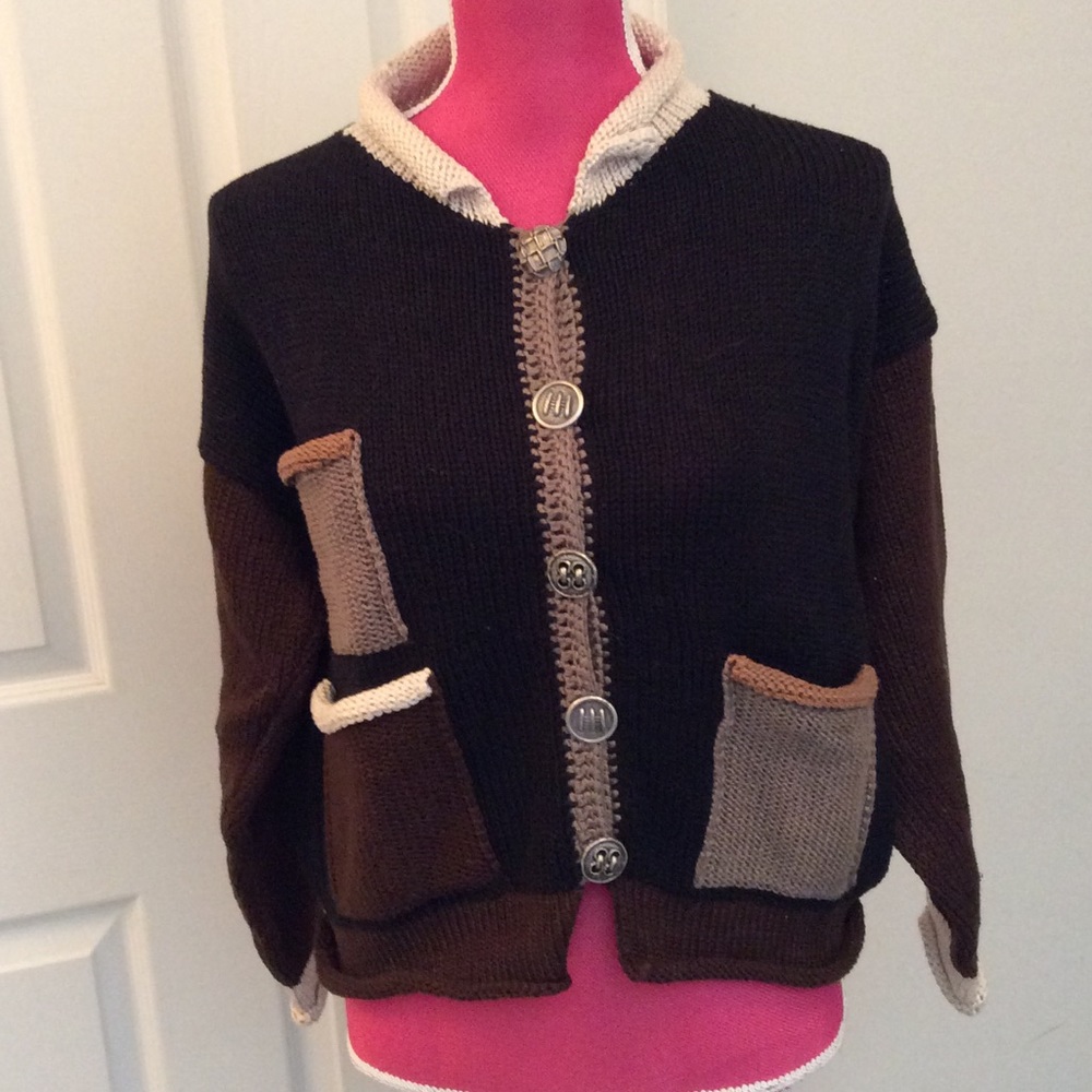 Ani Barrie color block cardigan sweater